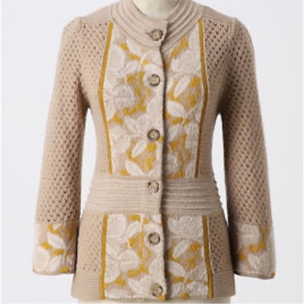 Lia Molly New Orleans Elegant Beige and Yellow Women's Cardigan